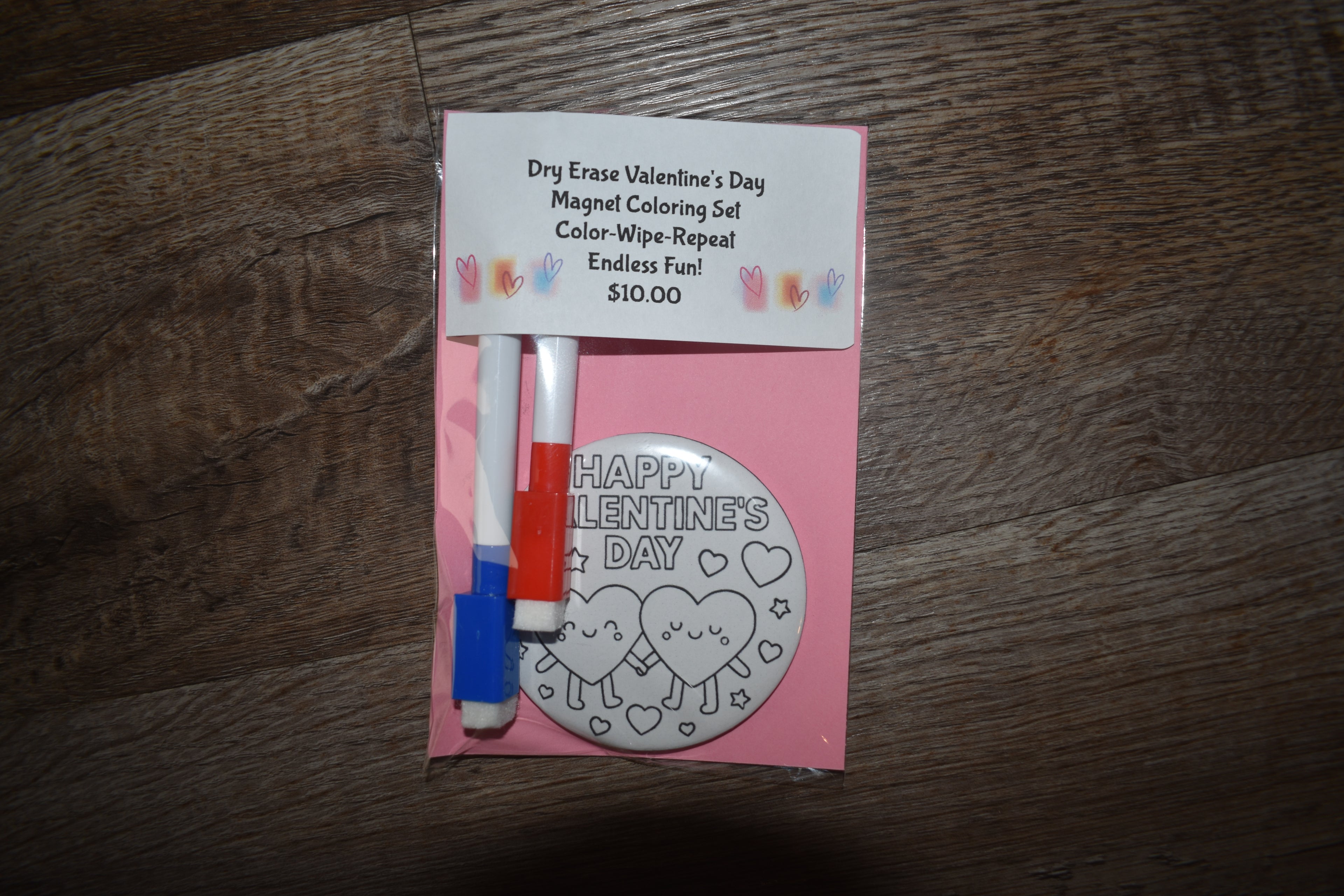 Dry Erase Valentine's Day Magnet Coloring set (Hearts)