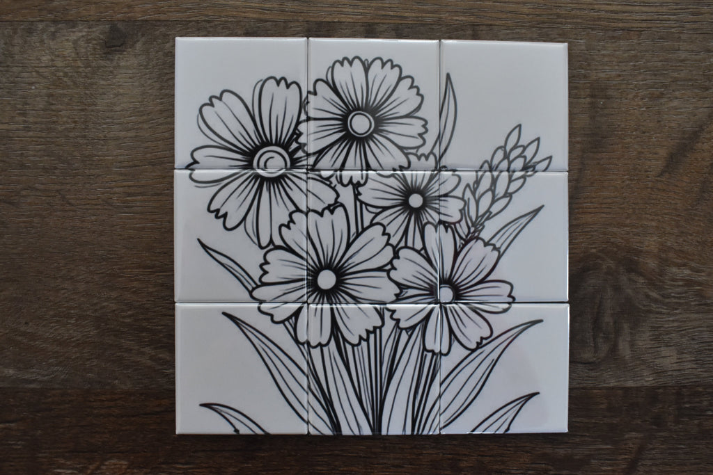 2x2 Dry Erase Coloring Magnet Puzzle-Flowers