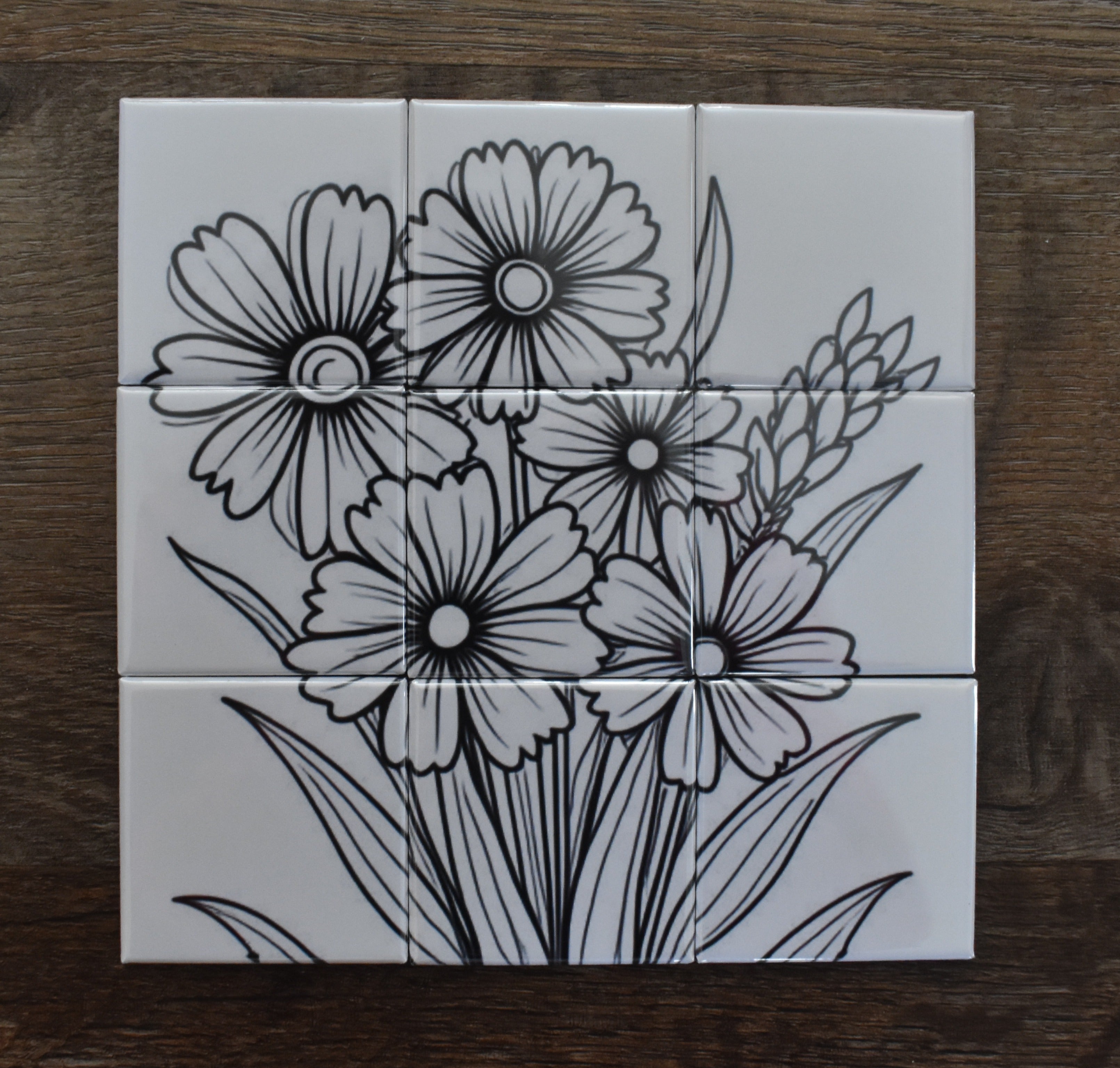 2x2 Dry Erase Coloring Magnet Puzzle-Flowers