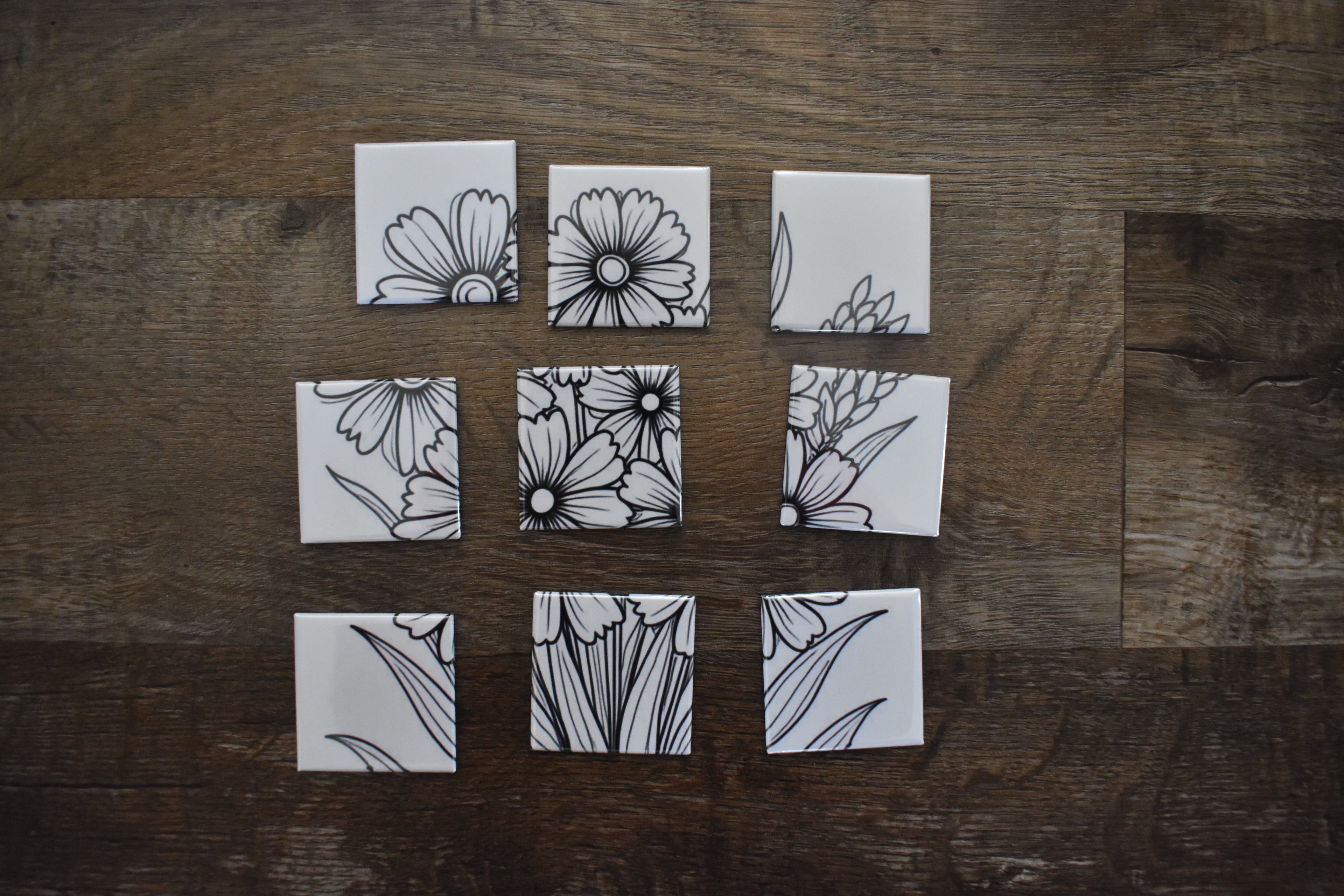 2x2 Dry Erase Coloring Magnet Puzzle-Flowers