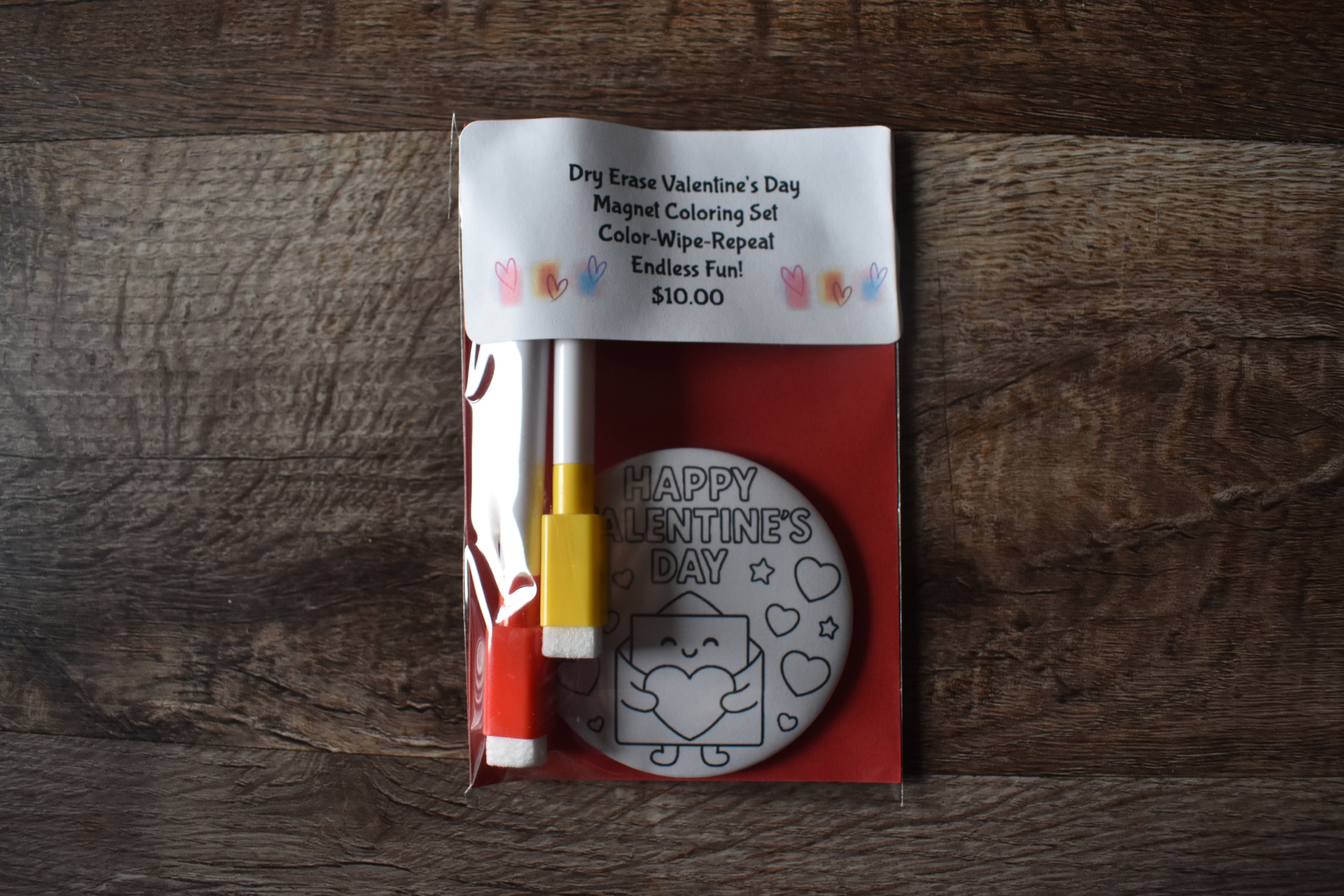 Dry Erase Valentine's Day Magnet Coloring Set-Heart & Envelope
