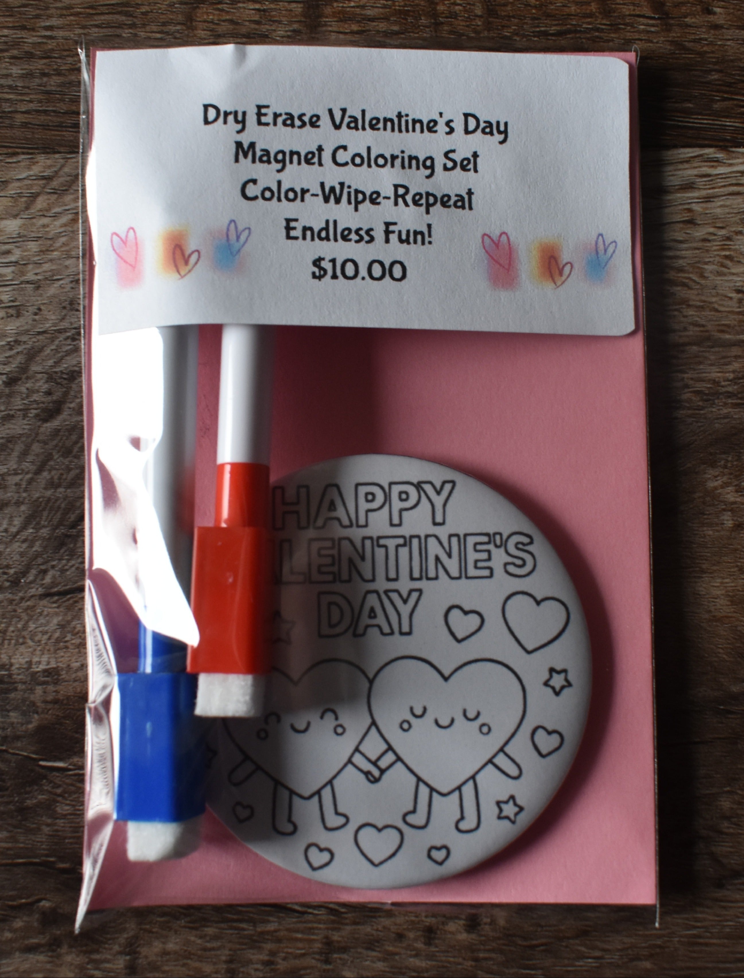 Dry Erase Valentine's Day Magnet Coloring set-Hearts