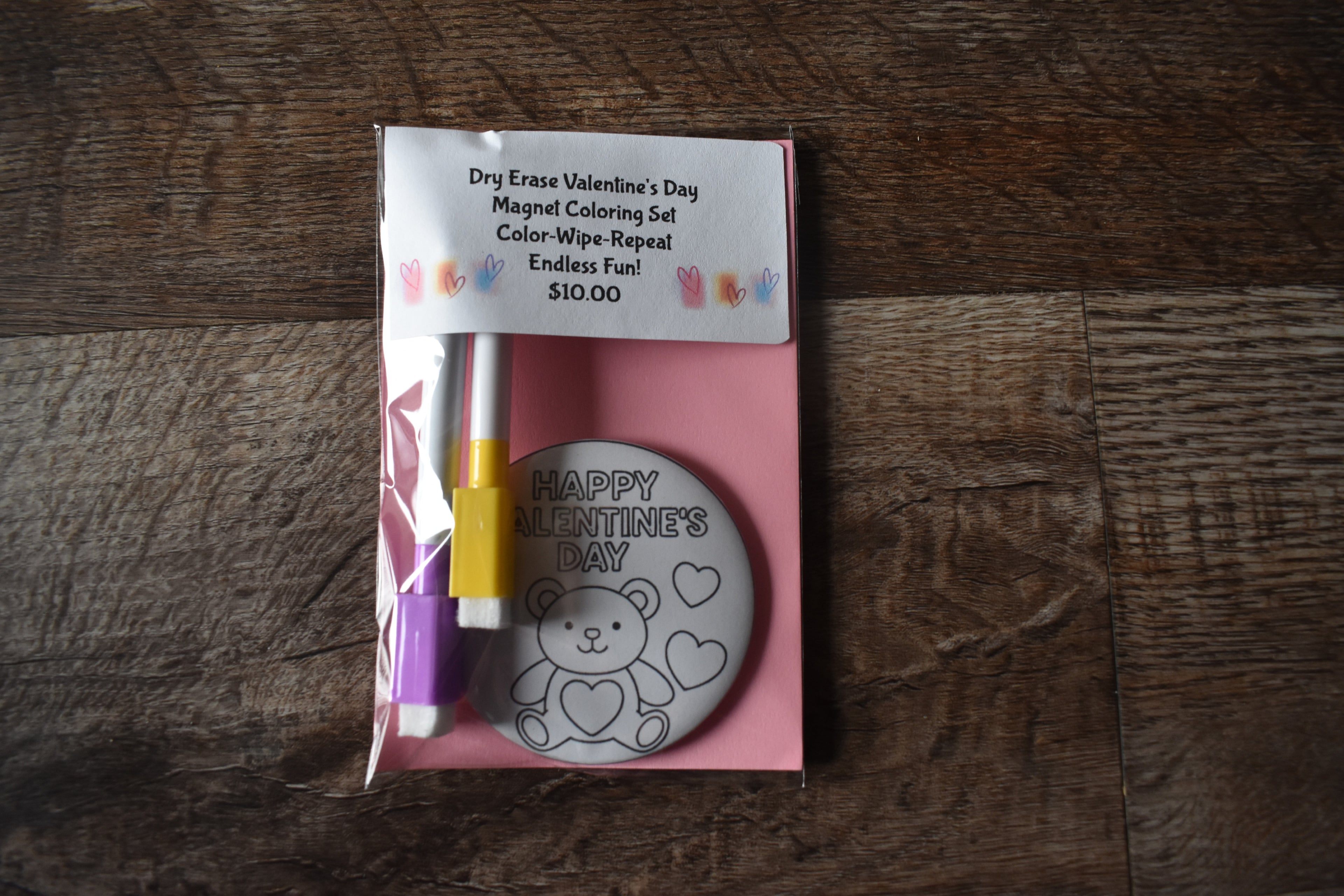 Dry Erase Valentine's Day Coloring Magnet Coloring Set-Bear
