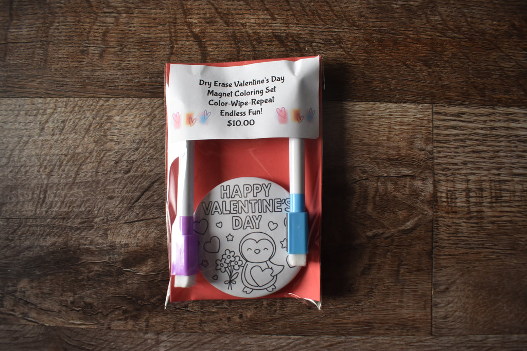 Dry Erase Valentine's Day Coloring Magnet Coloring Set-Penguin