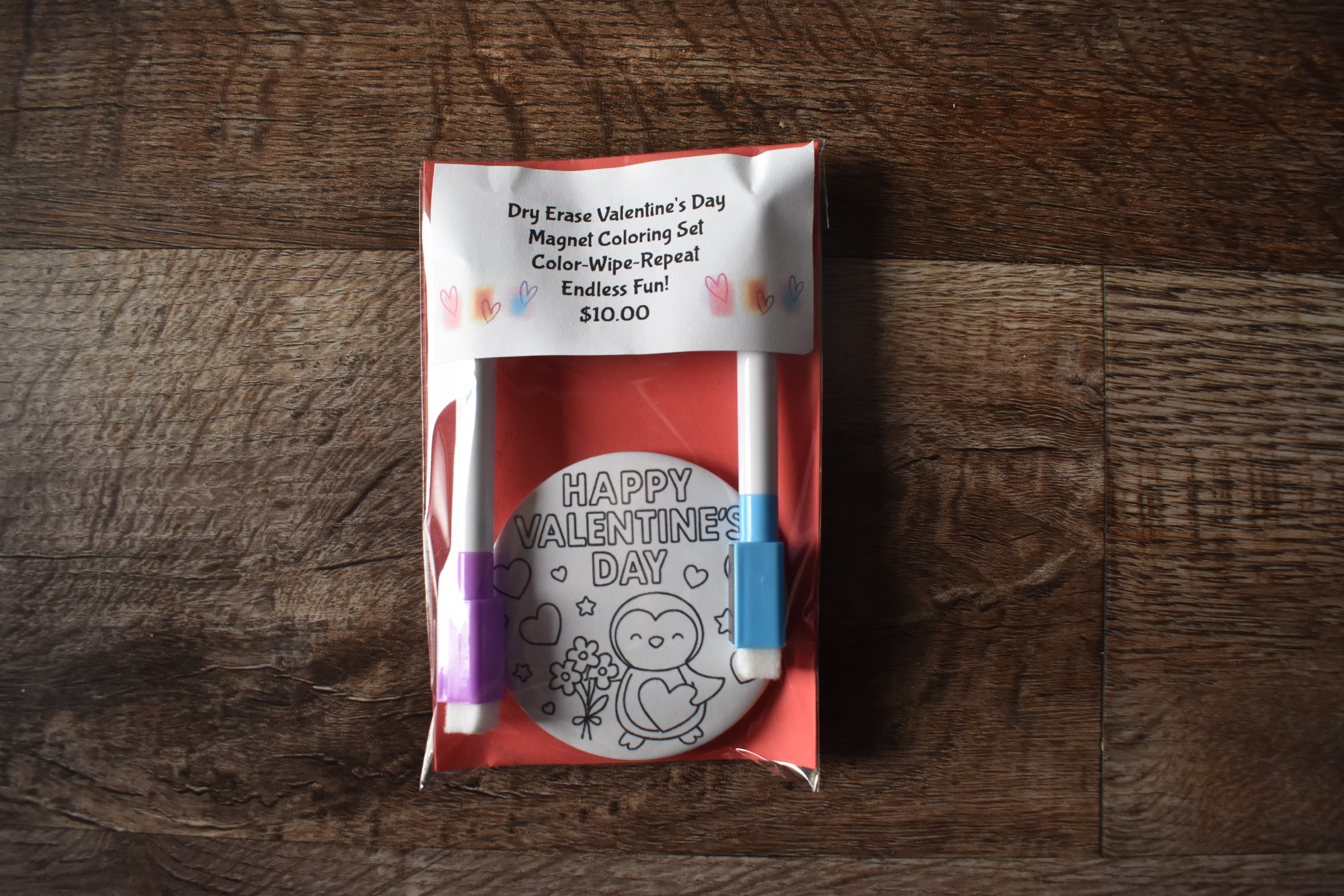 Dry Erase Valentine's Day Coloring Magnet Coloring Set-Penguin