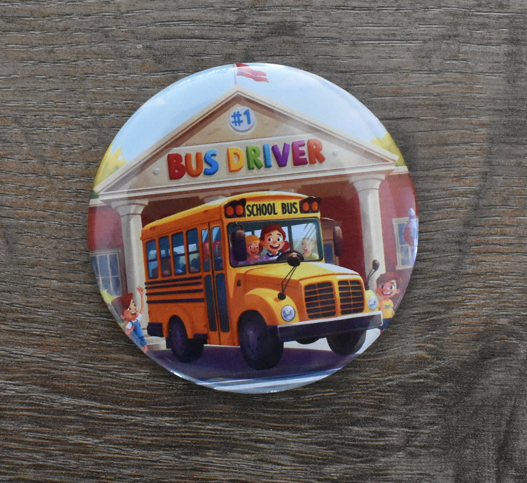 3 Inch Round Magnet BUS DRIVER (Pre-Made)