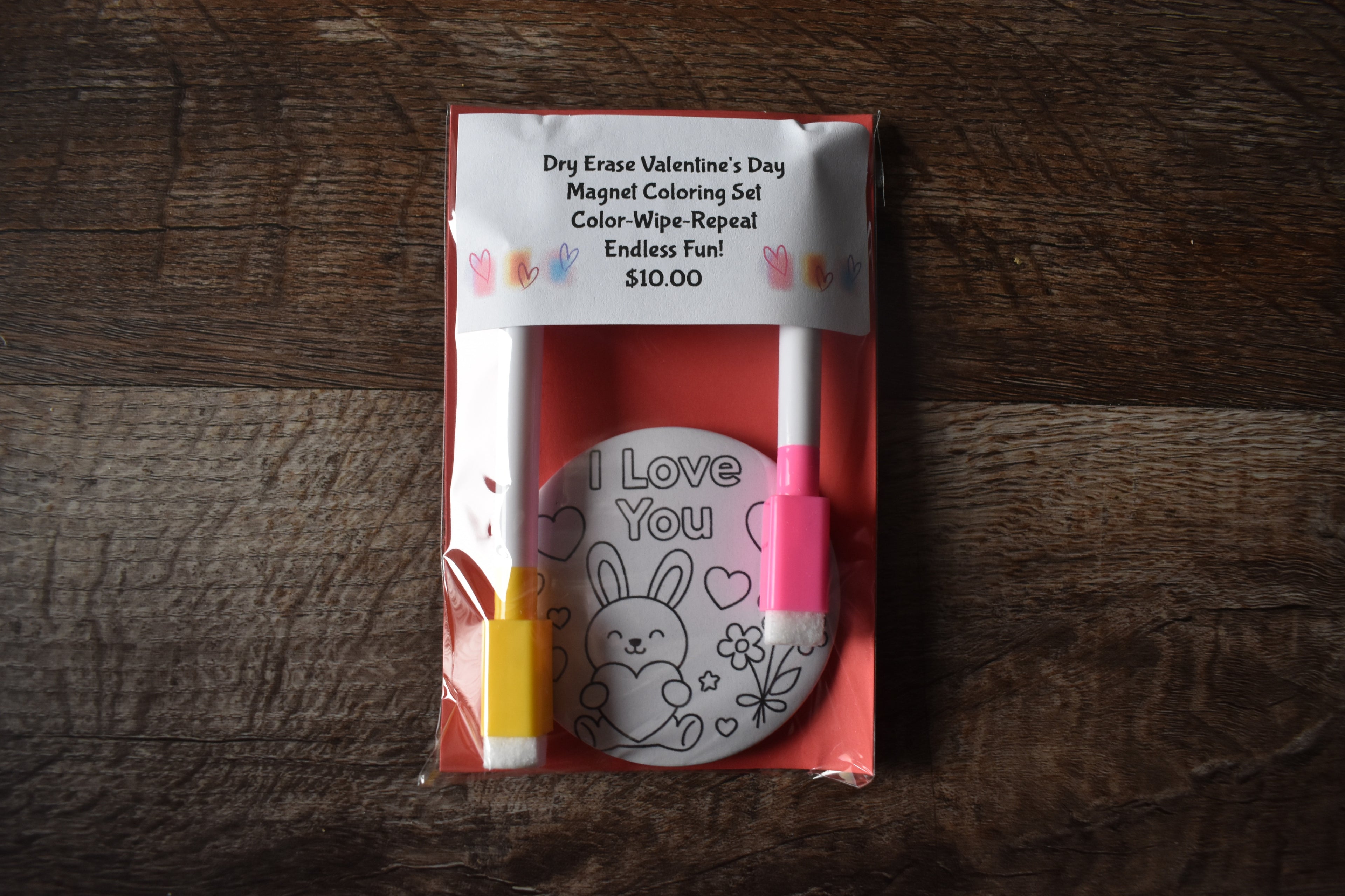 Dry Erase Valentine's Day Coloring Magnet Coloring Set-Bunny1