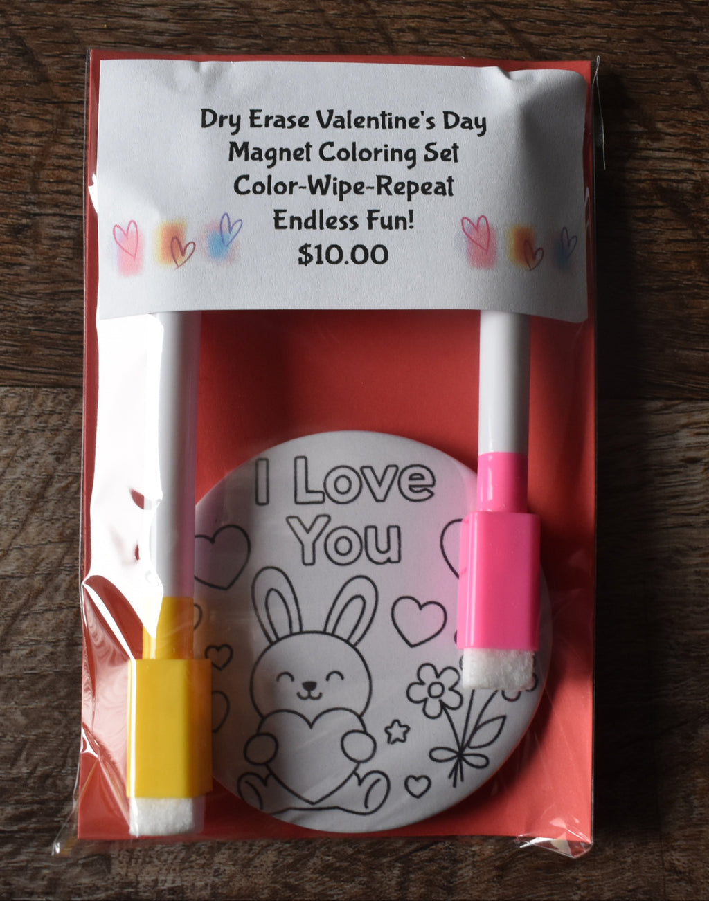 Dry Erase Valentine's Day Coloring Magnet Coloring Set-Bunny1