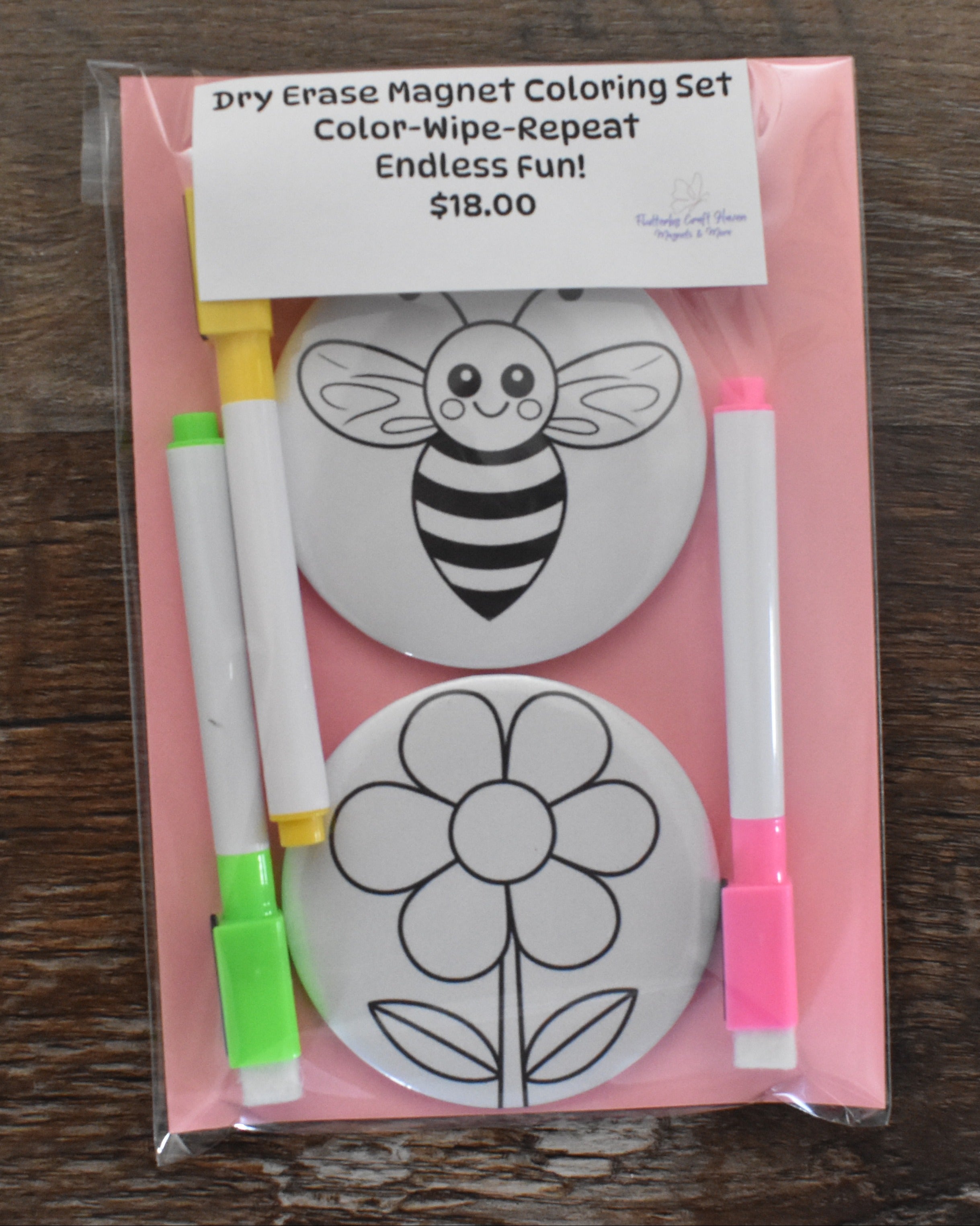 Dry Erase Coloring Magnet Coloring Set-Bee & Flower