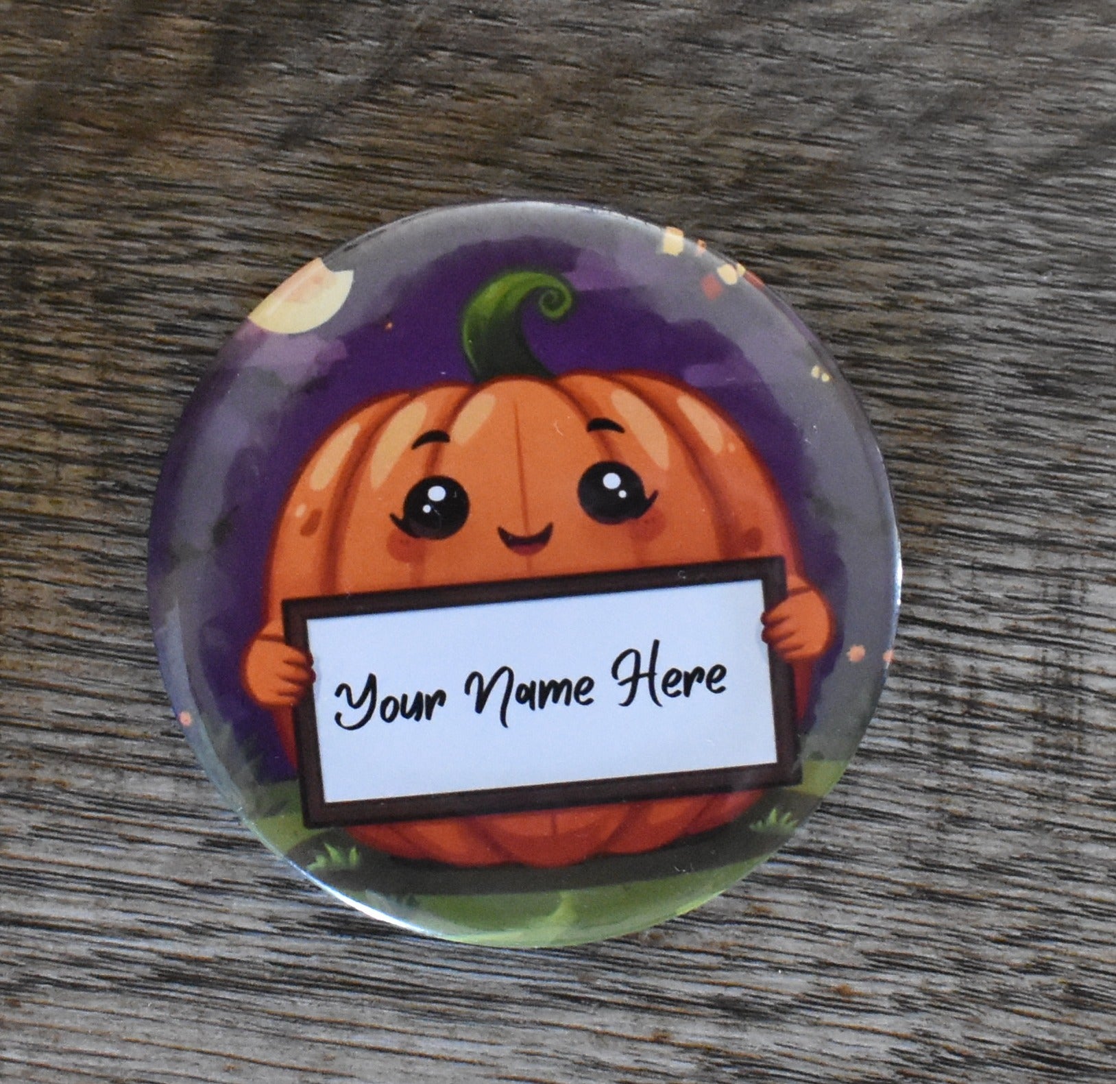 3 Inch Round Magnet HALLOWEEN PUMPKIN (Custom Name)