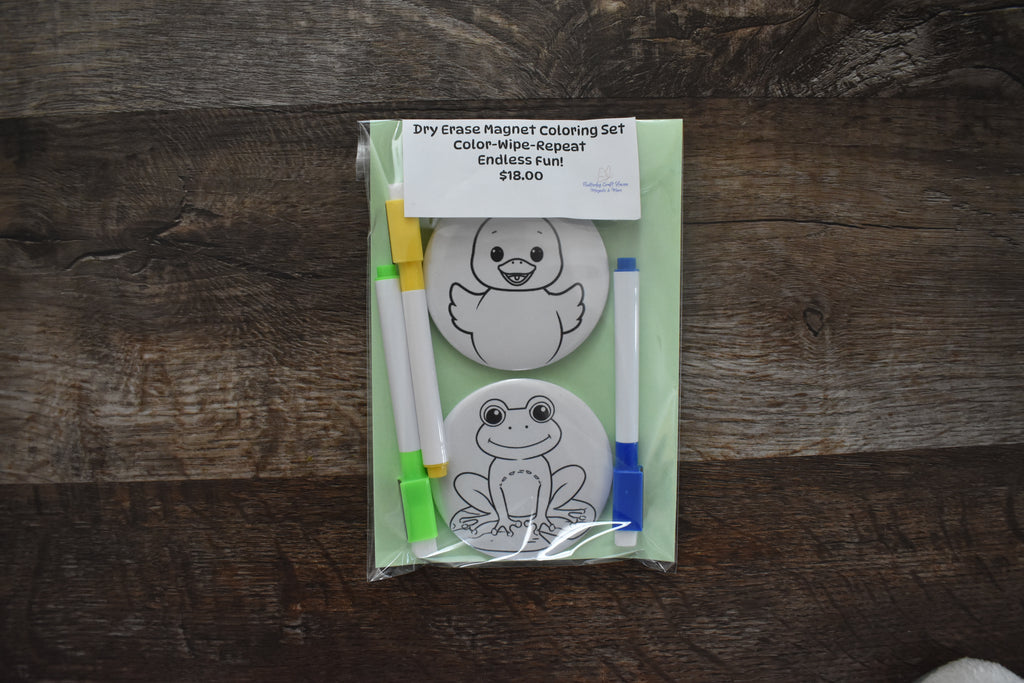 Dry Erase Coloring Magnet Set-Duck & Frog