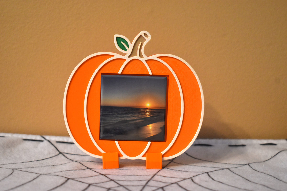 3D Printed Pumpkin 2x2 Square Magnet Frame
